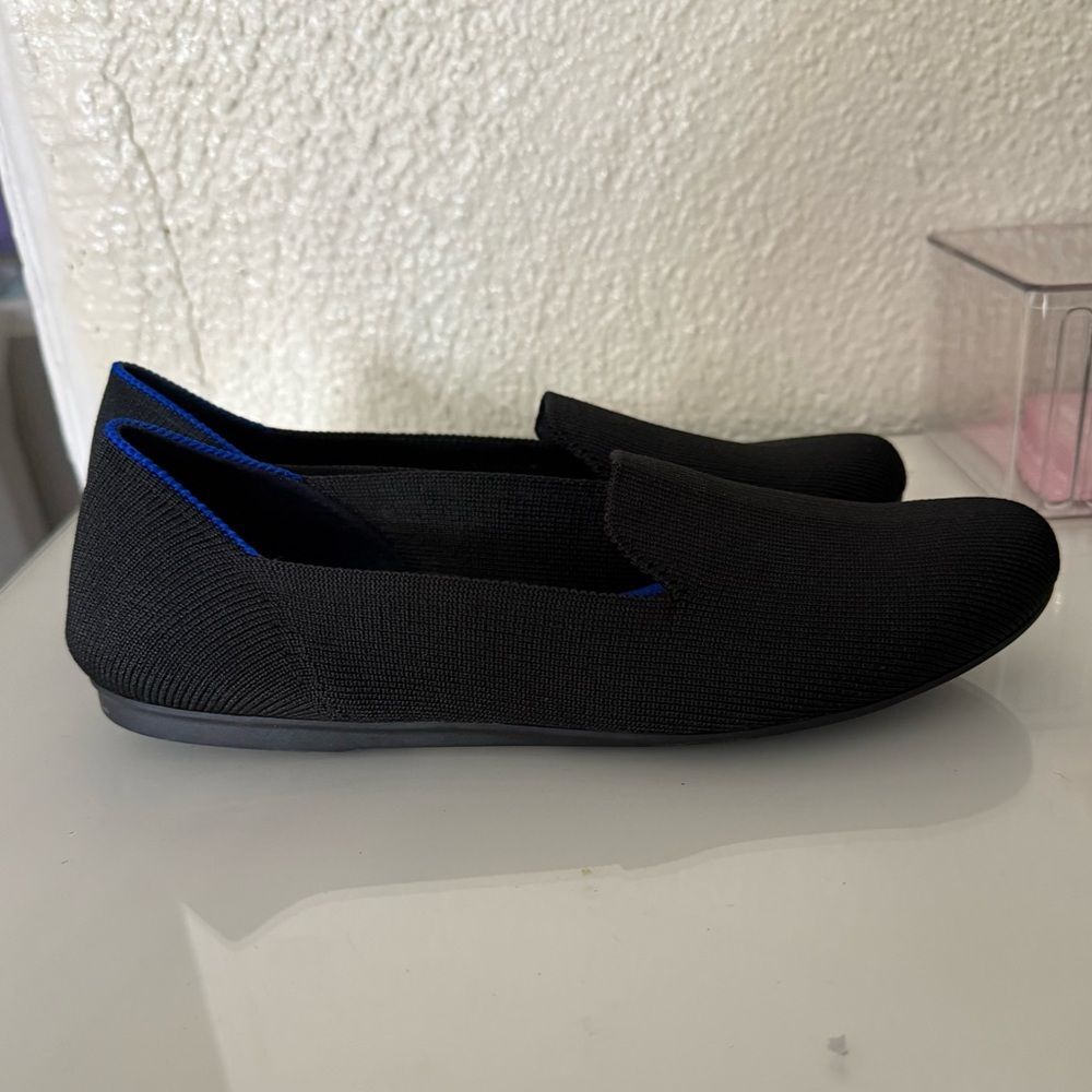 Rothy's Black Flats with Blue Trim - Picture 7 of 12
